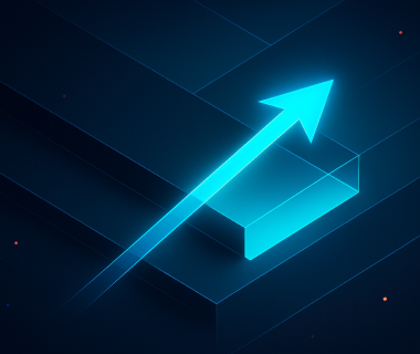 Leuchtender Pfeil, der dynamisch nach oben zeigt und symbolisch für Fortschritt steht