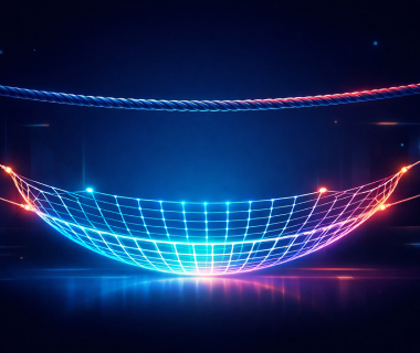 Leuchtendes digitales Netz als Symbol für Unterstützung und Struktur beim Lernen